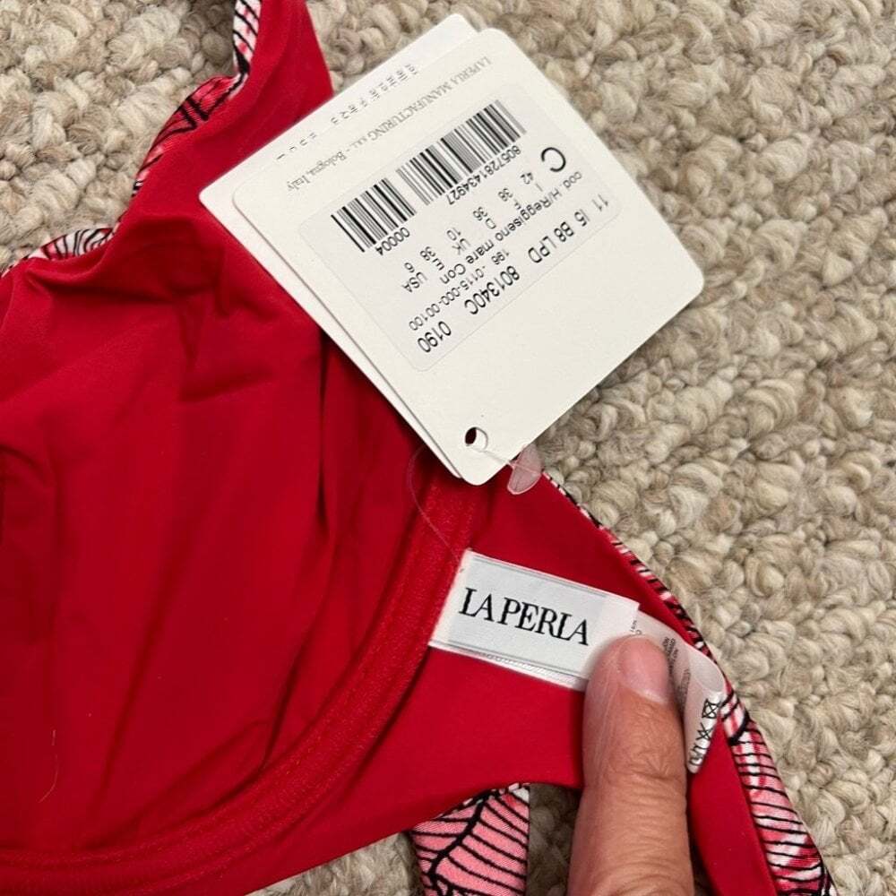La Perla bikini swim top red white gold size 6 NWT - Picture 5 of 9